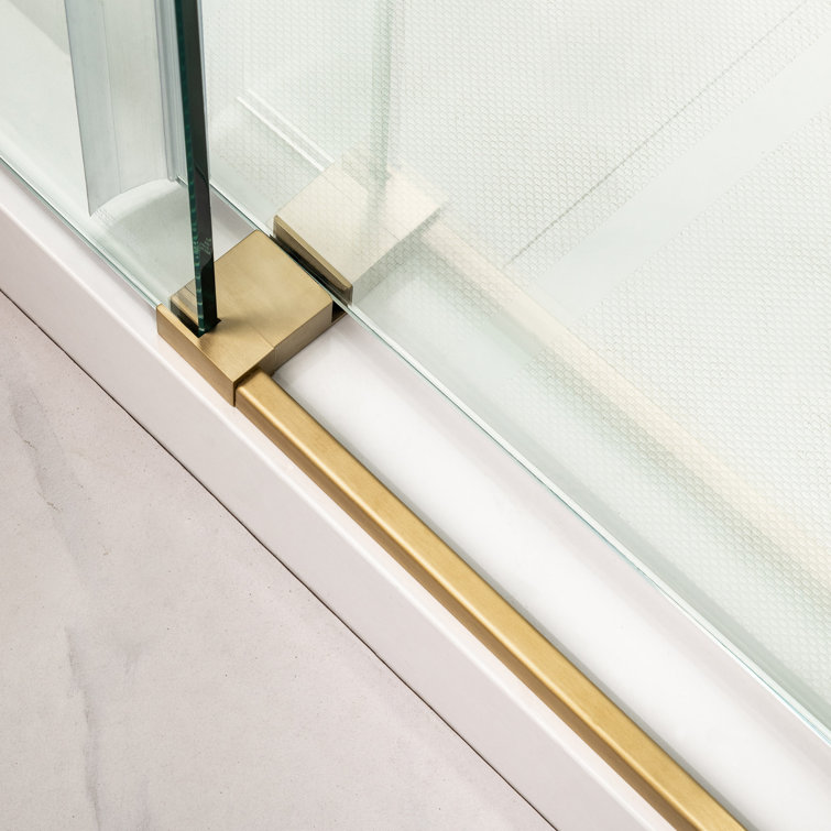 Gold Frameless Sliding Shower Door with Clear Tempered Glass