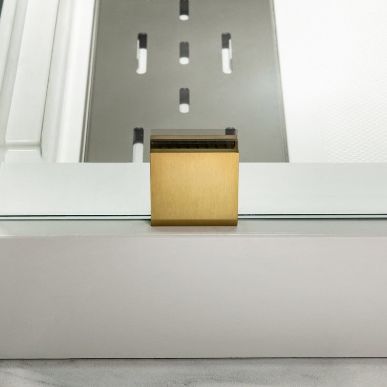 Gold Frameless Sliding Shower Door with Clear Tempered Glass