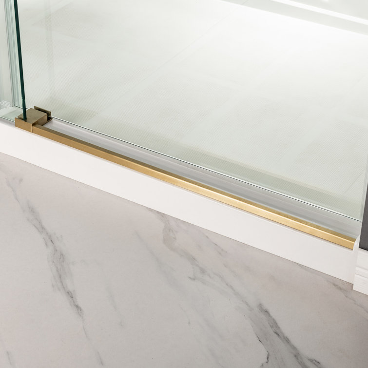 Gold Frameless Sliding Shower Door with Clear Tempered Glass