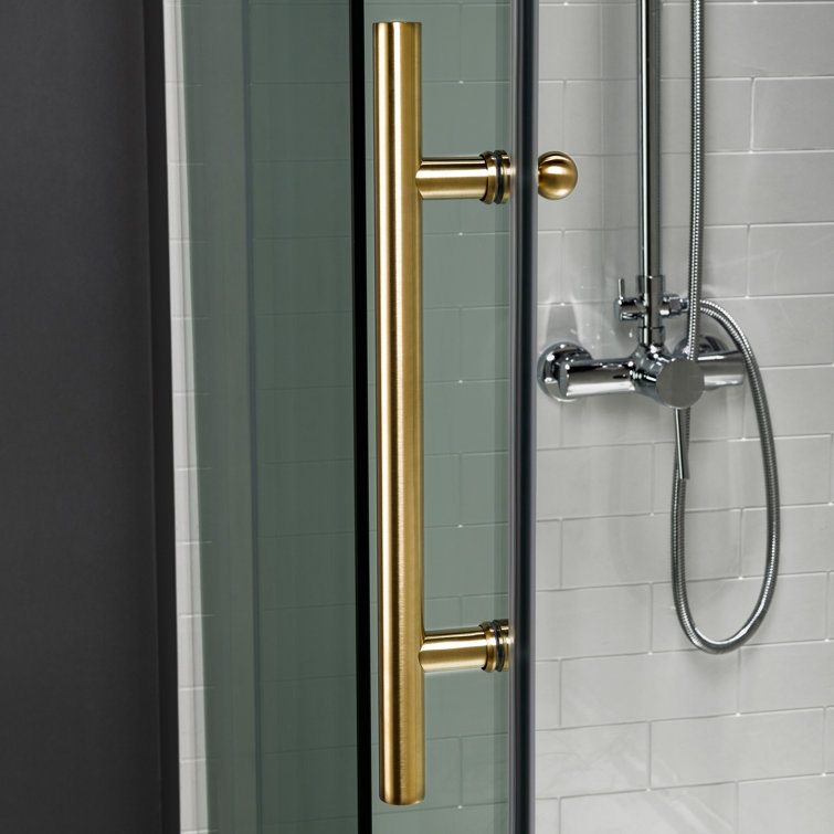 Gold Frameless Sliding Shower Door with Clear Tempered Glass