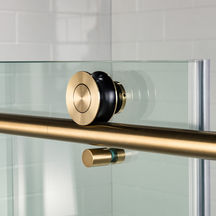 Gold Frameless Sliding Shower Door with Clear Tempered Glass