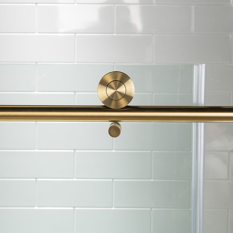 Gold Frameless Sliding Shower Door with Clear Tempered Glass