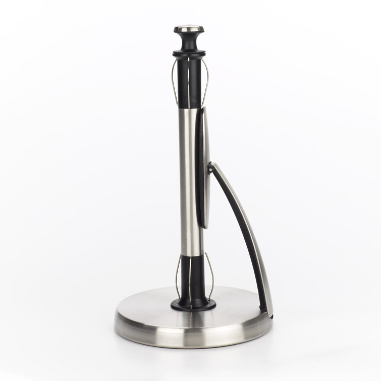Stainless Steel and Black Freestanding Paper Towel Holder