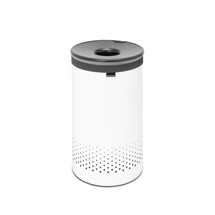 White Plastic Upright Laundry Hamper with Lid