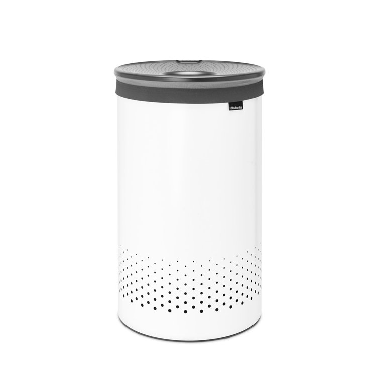 White Plastic Upright Laundry Hamper with Lid