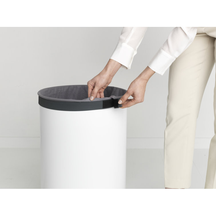 White Plastic Upright Laundry Hamper with Lid