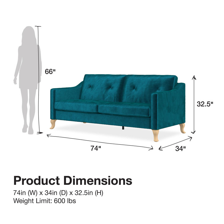 67'' Green Velvet Tufted Sofa with Wood Legs