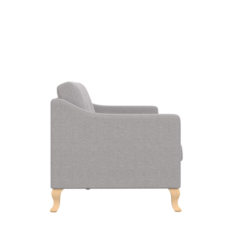 Light Gray Tufted Linen Fabric Sofa with Sloped Arms