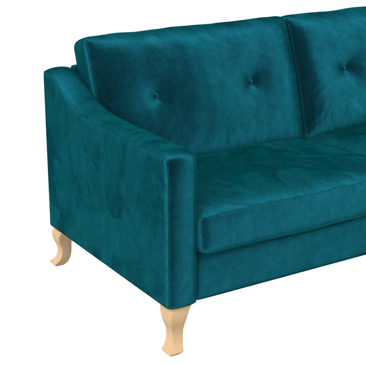 67'' Green Velvet Tufted Sofa with Wood Legs