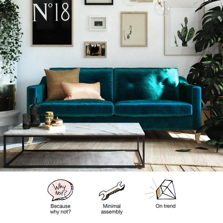 67'' Green Velvet Tufted Sofa with Wood Legs