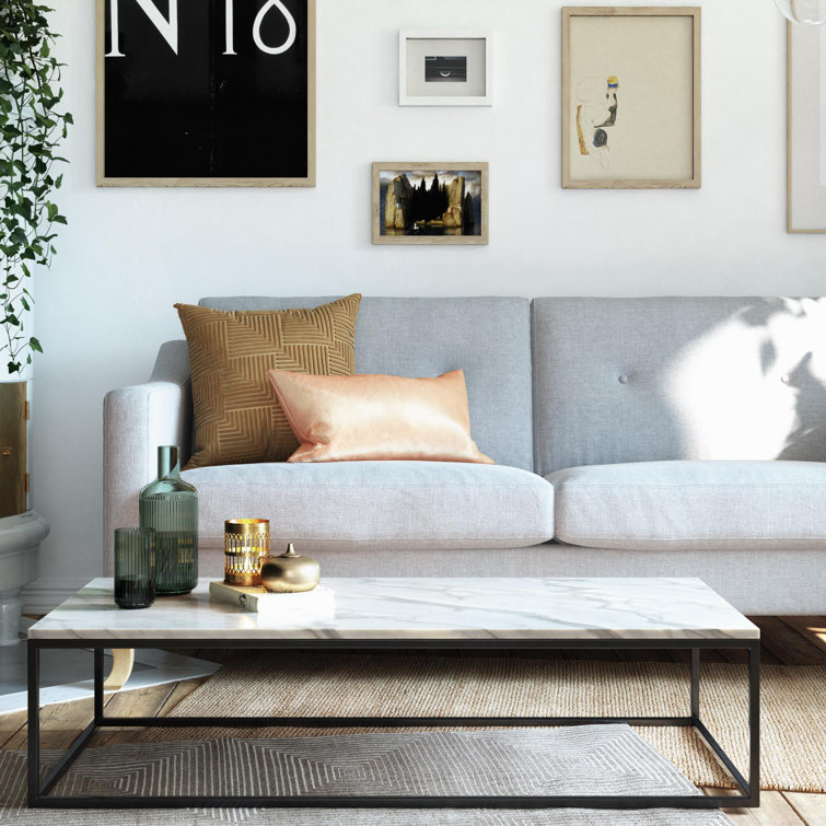 Light Gray Tufted Linen Fabric Sofa with Sloped Arms