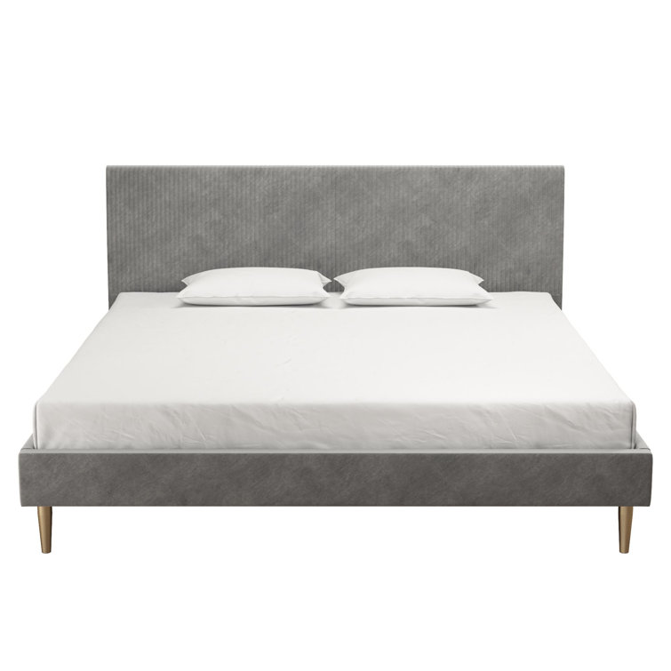 Daphne King-Sized Light Gray Velvet Upholstered Bed with Tufted Headboard