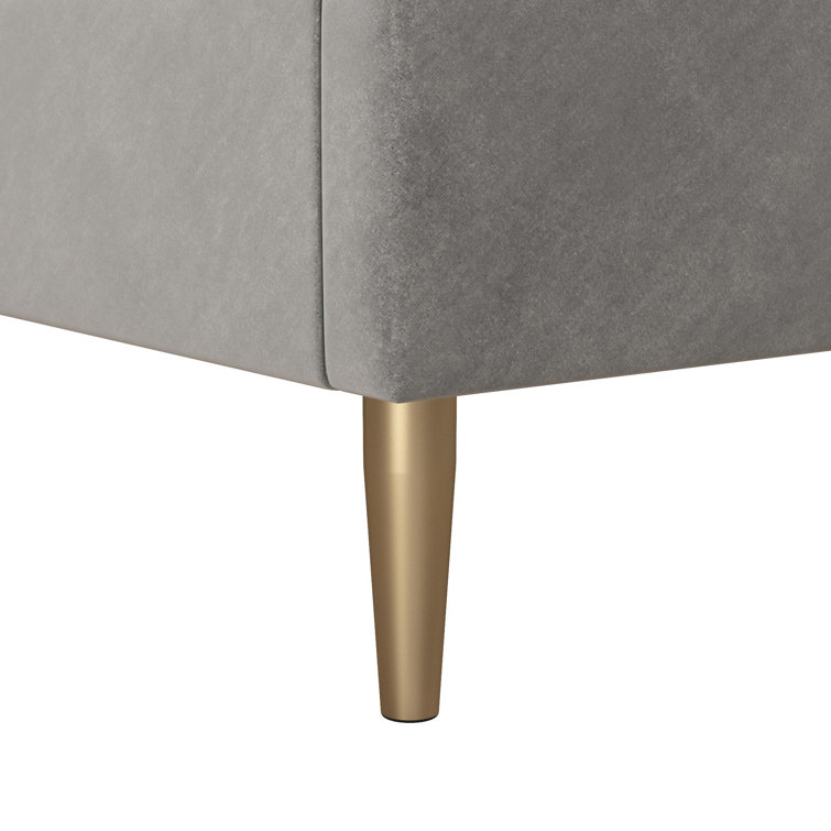Daphne King-Sized Light Gray Velvet Upholstered Bed with Tufted Headboard