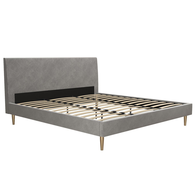 Daphne King-Sized Light Gray Velvet Upholstered Bed with Tufted Headboard