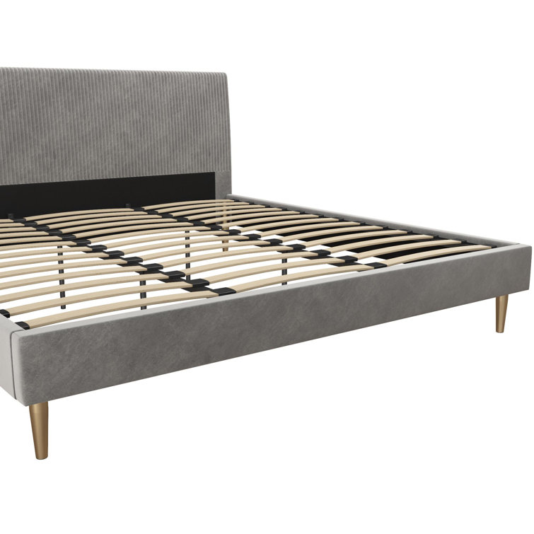 Daphne King-Sized Light Gray Velvet Upholstered Bed with Tufted Headboard