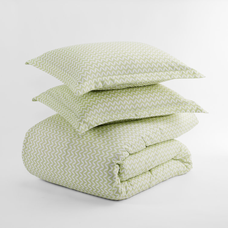 Light Gray Chevron Twin Duvet Cover Set with Shams