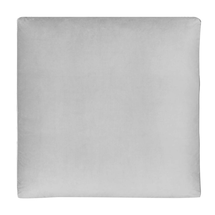 Light Gray Velvet Overstuffed Ottoman with Solid Wood Frame