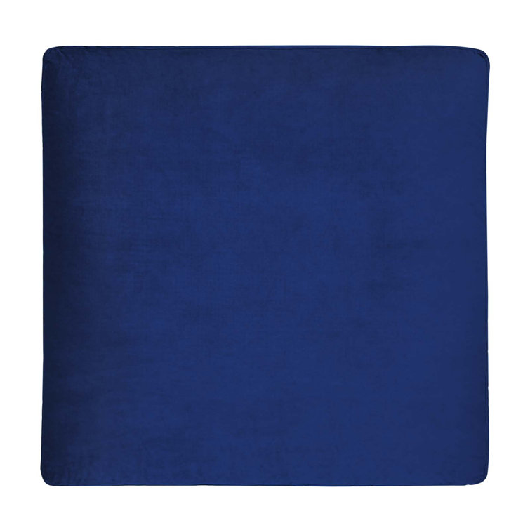 Luxurious Navy Performance Velvet Overstuffed Ottoman with Down Fill