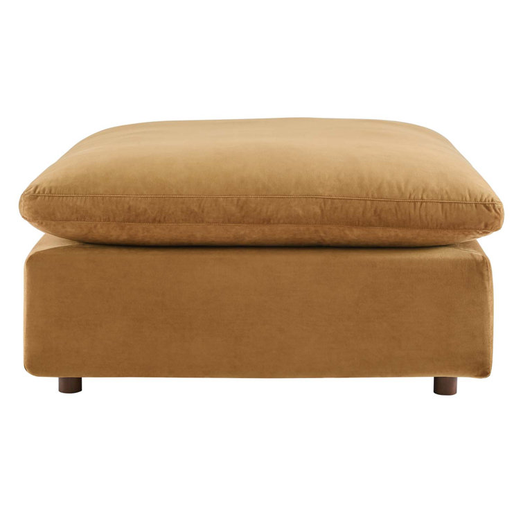 Cognac Brown Luxe Performance Velvet Overstuffed Ottoman