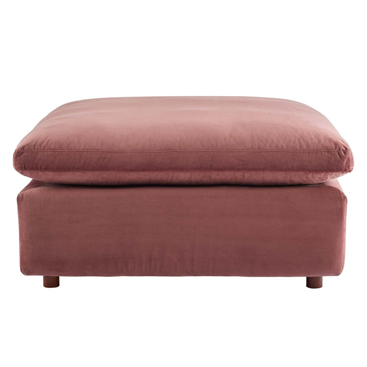 Dusty Rose Performance Velvet Overstuffed Ottoman 40"