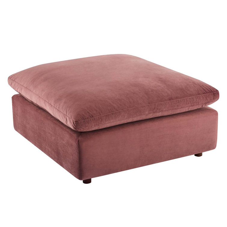 Dusty Rose Performance Velvet Overstuffed Ottoman 40"