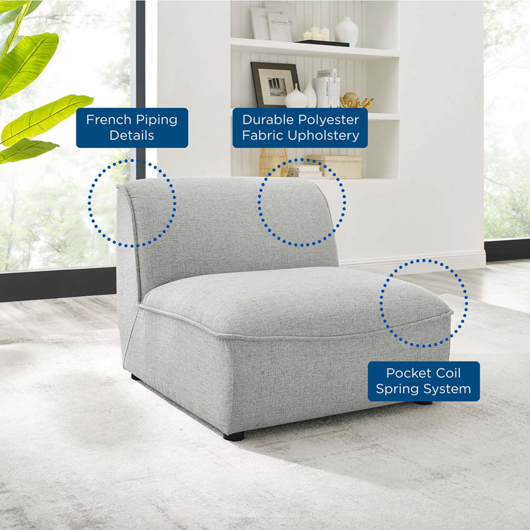 Comprise Light Gray Velvet Armless Lounge Chair
