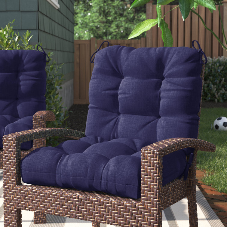 Navy Blue Polyester High Back Outdoor Chair Cushion