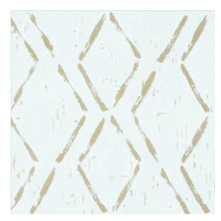 Diamond Pattern Self-Adhesive Vinyl Floor Tiles, 12" x 12", White and Beige