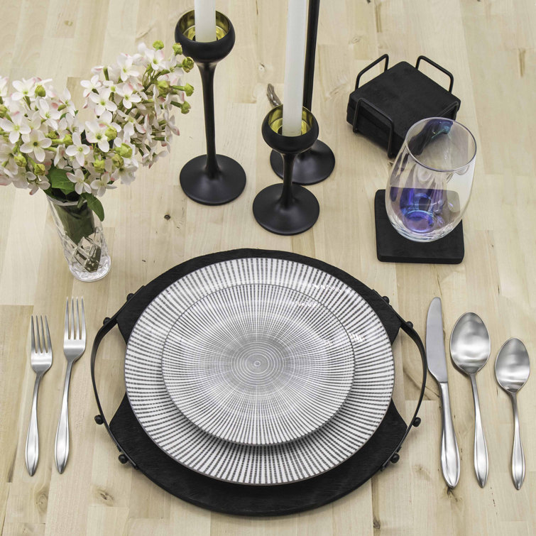 Starburst Gray and White Porcelain 12-Piece Dinnerware Set