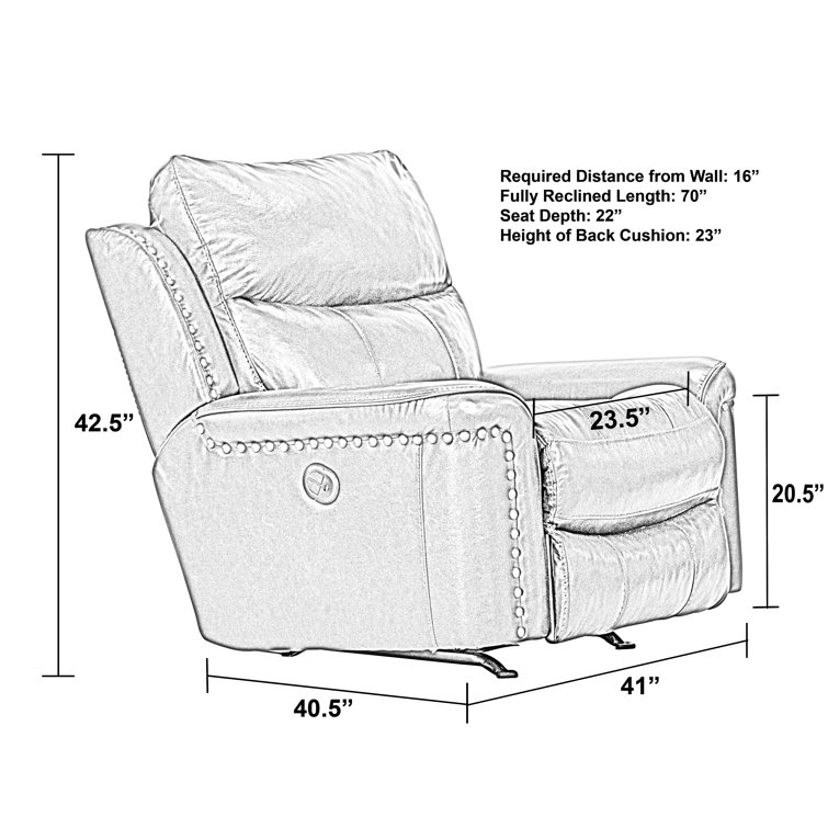 Catnapper Ceretti Supple Brown Leather Power Recliner with USB