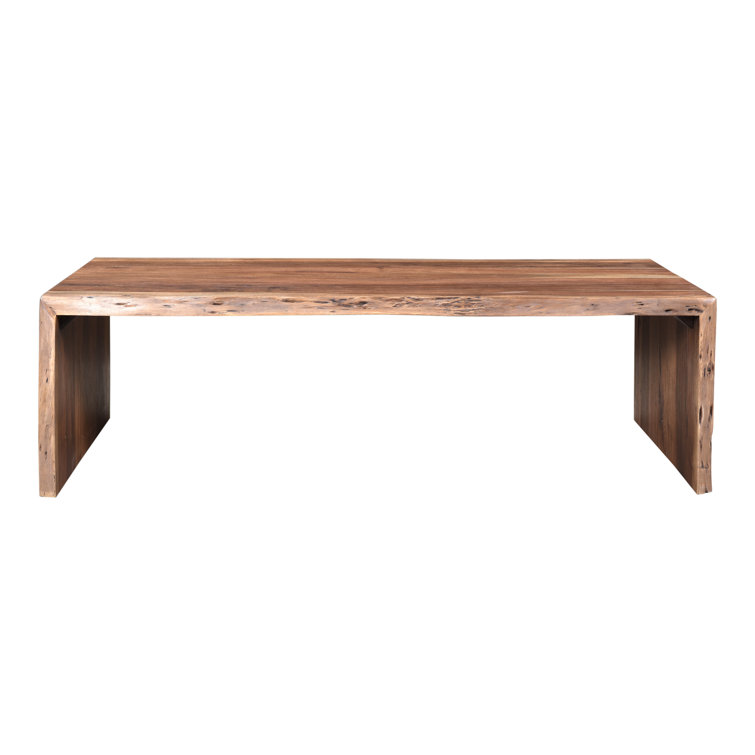 Haworth Minimalist Solid Wood Waterfall Coffee Table - Brown