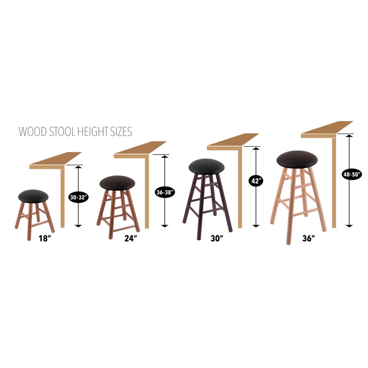 Swivel Medium Oak Backless Bar Stool with Axis Denim Seat