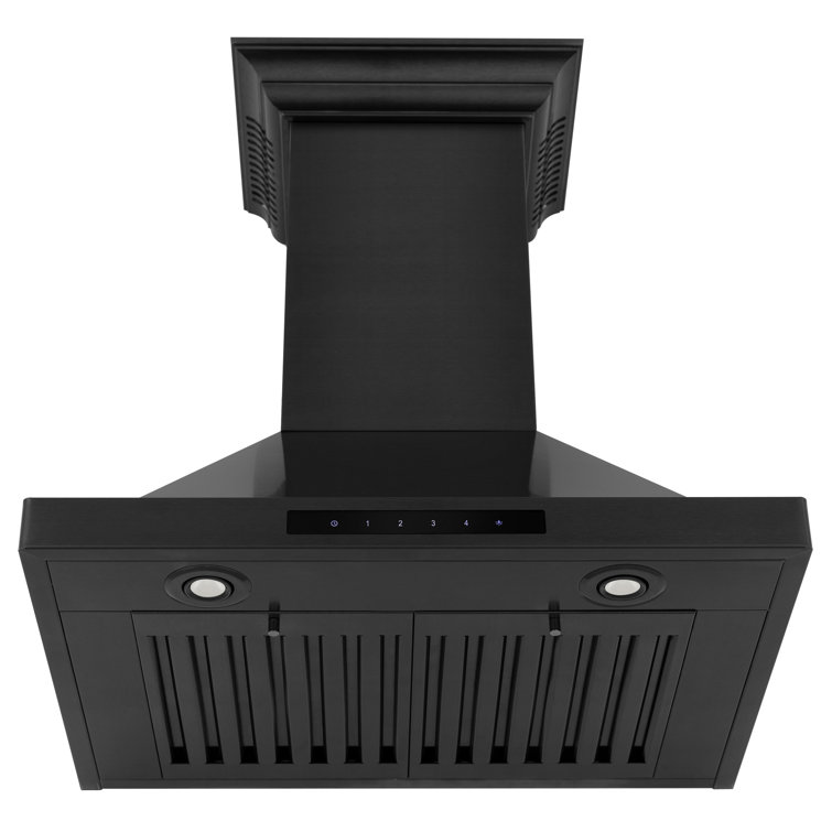 24" Black Stainless Steel Wall Mount Range Hood with Bluetooth Speakers