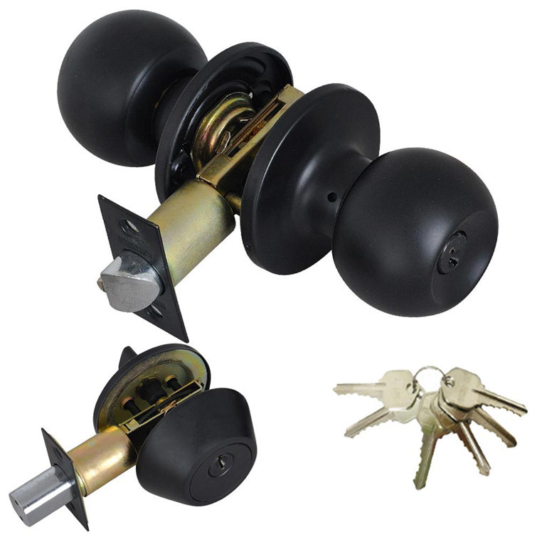 Matte Black Adjustable Entry Door Knob Set with Deadbolt