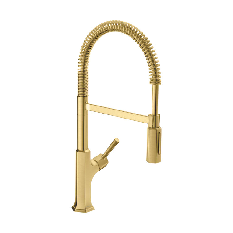 Elegant Art Deco Inspired Brushed Gold HighArc Kitchen Faucet