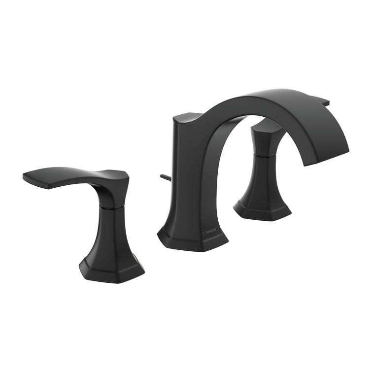 Locarno Matte Black Art Deco Inspired Widespread Bathroom Faucet