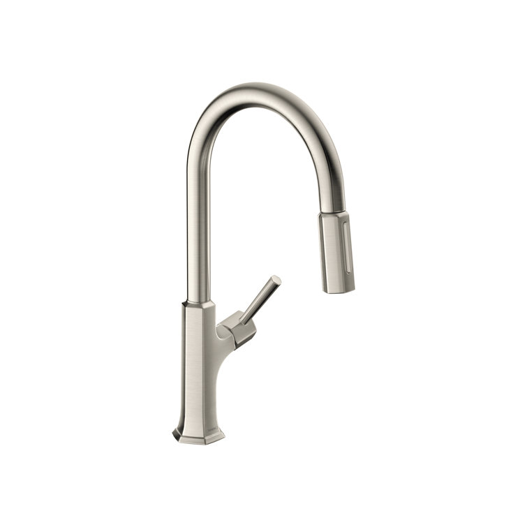 Stainless Steel High-Arc Kitchen Faucet with Pull-out Spray