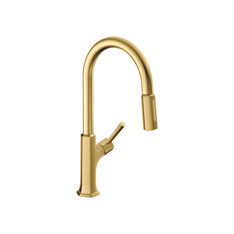 Brushed Gold Stainless Steel Kitchen Faucet with Pull-out Spray