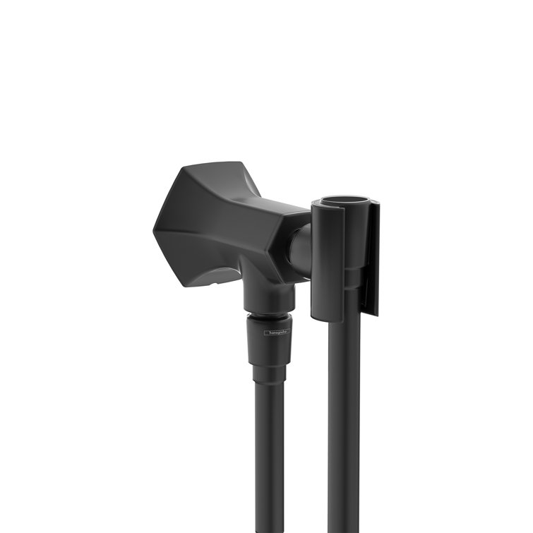 Matte Black Wall-Mount Handshower Holder with Outlet
