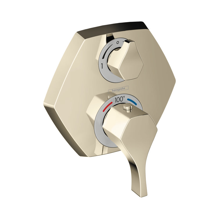 Polished Nickel Wall-Mounted Thermostatic Valve Trim