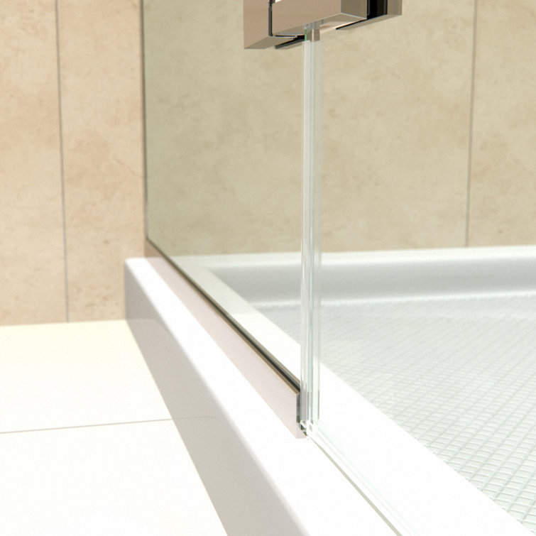 Unidoor Plus Frameless Clear Glass Hinged Shower Enclosure with Distressed Bronze Hardware