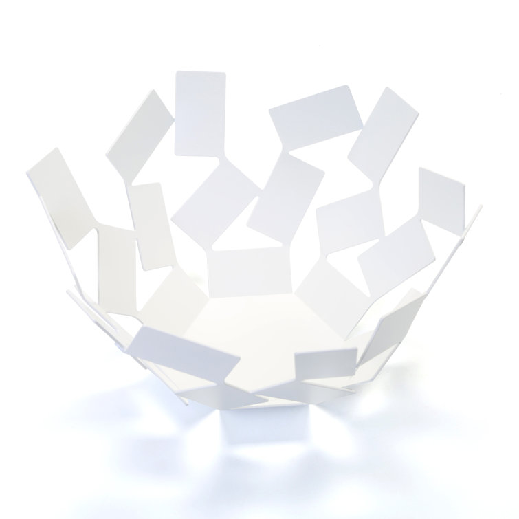 White Geometric Stainless Steel Fruit Holder Bowl