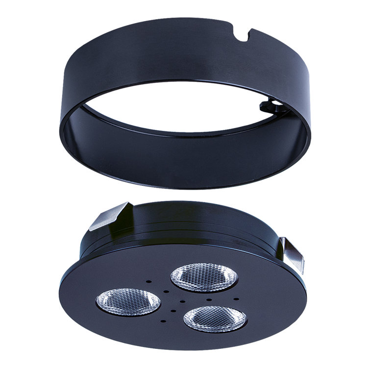 Matte Black LED Puck Light with Warm White Dimmable Recessed Downlight