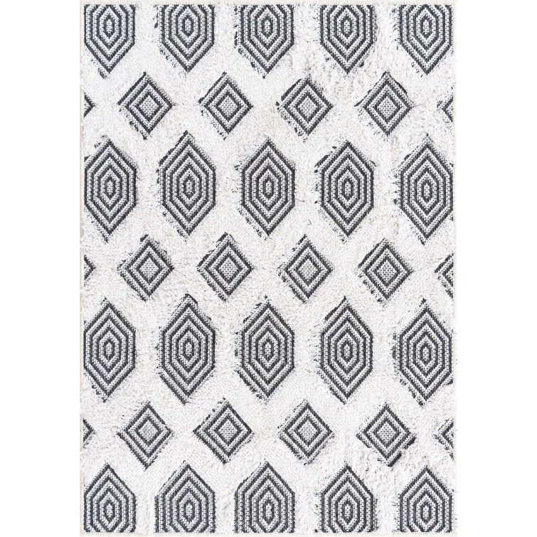 Casa Cotton Black Geometric Indoor Area Rug 2'3" x 3'