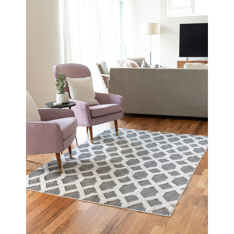 Casa Cotton Black Geometric Indoor Area Rug 2'3" x 3'