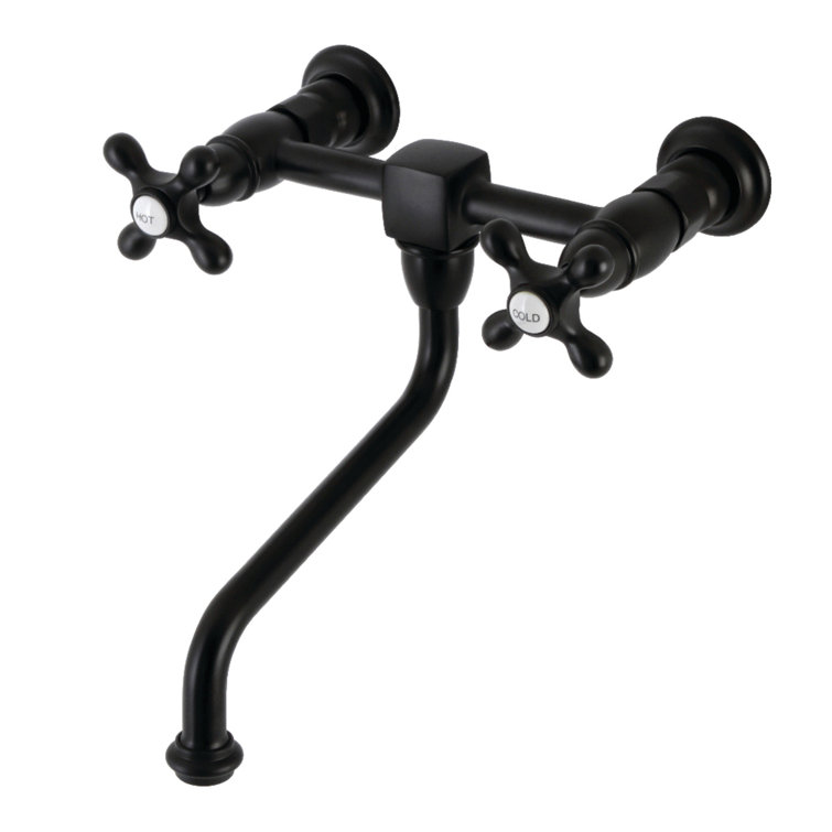 Heritage Elegance Nickel Cross-Handle Wall-Mounted Bathroom Faucet