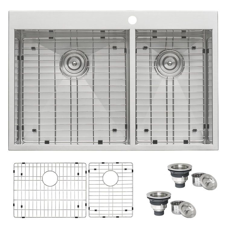 Ruvati 33" Stainless Steel Double Bowl Kitchen Sink