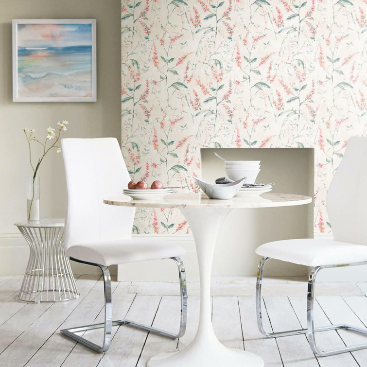 Coral Floral Sprig Self-Adhesive Removable Wallpaper Roll