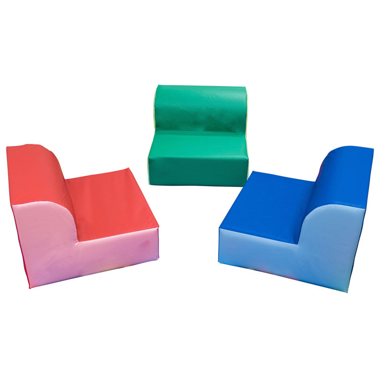 Children's Multicolor Foam Lounge Chairs, 3-Pack