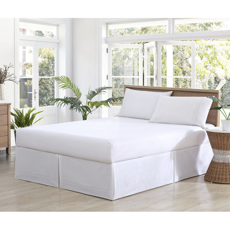 King White Cotton Pleated Tailored Bed Skirt